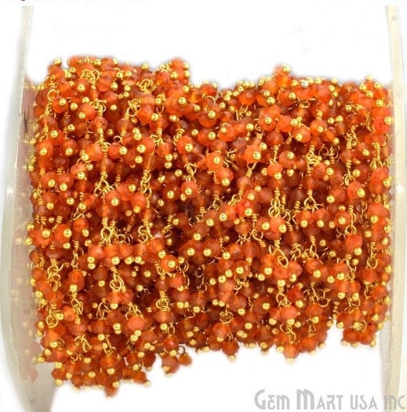 Carnelian Round Faceted Gold...