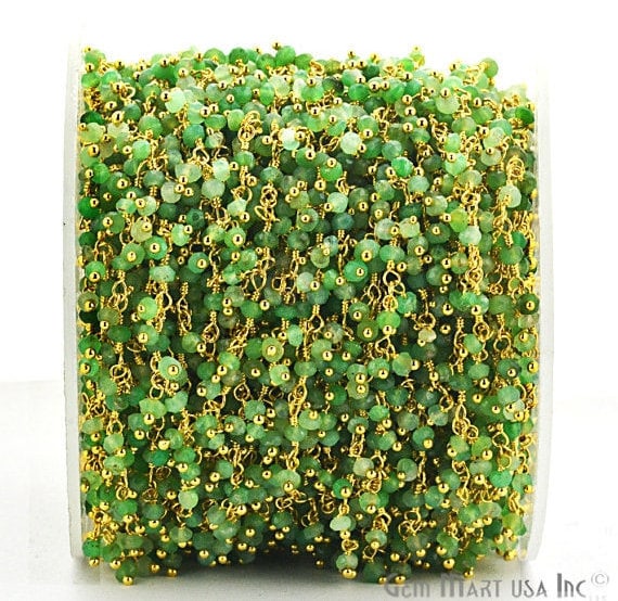 Chrysoprase Faceted Beads Gold...