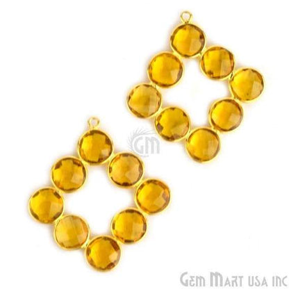 Citrine 33x30mm Gold Plated Gemstone Bezel Component - GemMartUSA