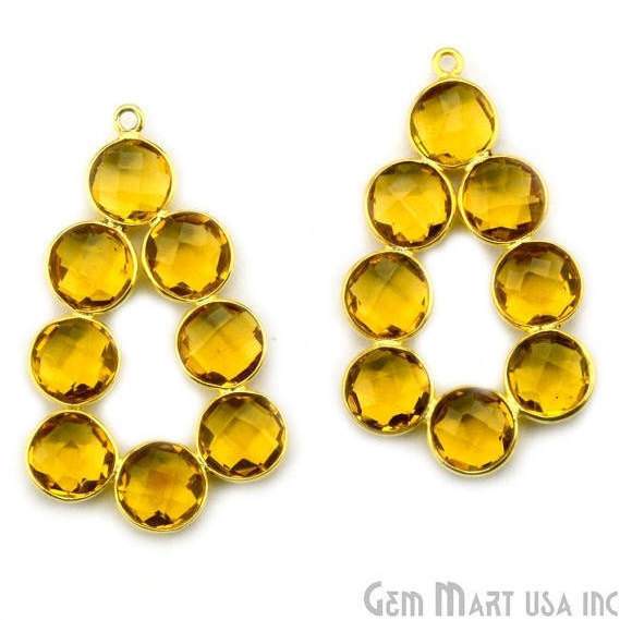 Citrine 41x25mm Gold Plated Gemstone Bezel Component - GemMartUSA