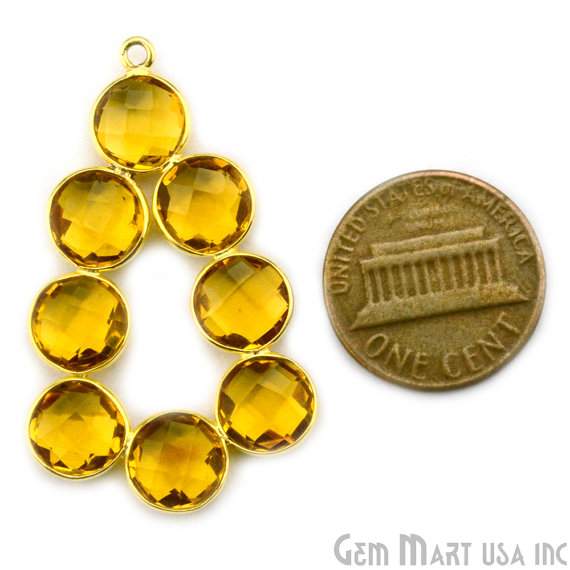 Citrine 41x25mm Gold Plated Gemstone Bezel Component - GemMartUSA