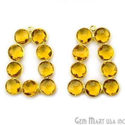 Citrine 36x27mm Gold Plated Gemstone Bezel Component - GemMartUSA