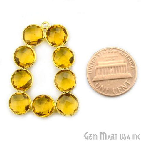 Citrine 36x27mm Gold Plated Gemstone Bezel Component - GemMartUSA