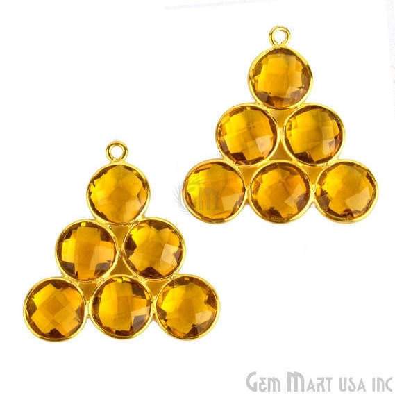 Citrine 28x27mm Gold Plated Gemstone Bezel Component - GemMartUSA