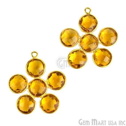 Citrine 26x26mm Gold Plated Gemstone Bezel Component - GemMartUSA