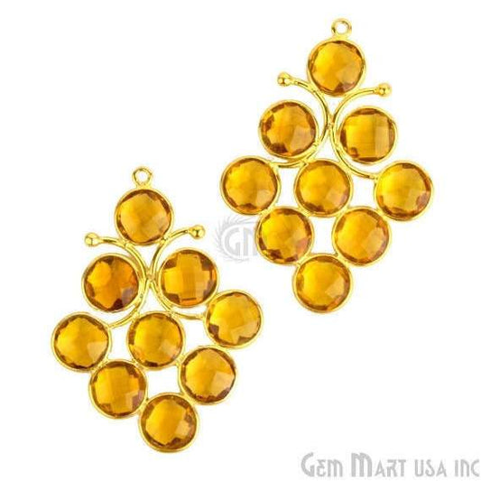 Citrine 45x29mm Gold Plated Gemstone Bezel Component - GemMartUSA