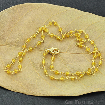 Natural Citrine Necklace chain, 18 Inch Gold Plated Beaded Necklace Jewellery - GemMartUSA