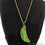 One Of A Kind Green Rough Druzy 44X14mm Gold Electroplated 18 Inch Chain With Pendant - GemMartUSA