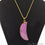 One Of A Kind Pink Rough Druzy 15X47mm Gold Electroplated 18 Inch Chain With Pendant - GemMartUSA