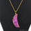 One Of A Kind Pink Rough Druzy 45X20mm Gold Electroplated 18 Inch Chain With Pendant - GemMartUSA