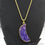 One Of A Kind Blue Rough Druzy 16x45mm Gold Electroplated 18 Inch Chain With Pendant - GemMartUSA