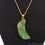 One Of A Kind Green Rough Druzy 43x14mm Gold Electroplated 18 Inch Chain With Pendant - GemMartUSA