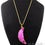 One Of A Kind Pink Rough Druzy 47x14mm Gold Electroplated 18 Inch Chain With Pendant - GemMartUSA