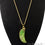 One Of A Kind Green Rough Druzy 43X13mm Gold Electroplated 18 Inch Chain With Pendant - GemMartUSA