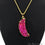 One Of A Kind Pink Rough Druzy 14x45mm Gold Electroplated 18 Inch Chain With Pendant - GemMartUSA