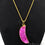 One Of A Kind Pink Rough Druzy 43x14mm Gold Electroplated 18 Inch Chain With Pendant - GemMartUSA