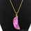 One Of A Kind Pink Rough Druzy 14x44mm Gold Electroplated 18 Inch Chain With Pendant - GemMartUSA