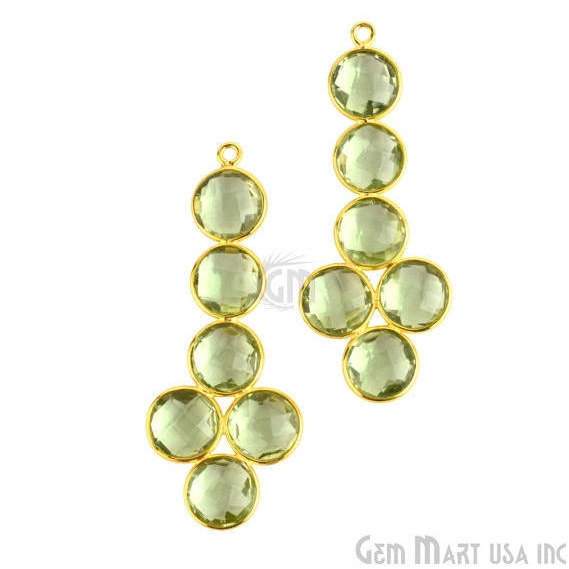 Green Amethyst 46x18mm Gold Plated Gemstone Bezel Component (1pc) - GemMartUSA