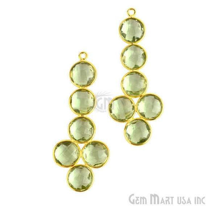 Green Amethyst 46x18mm Gold Plated Gemstone Bezel Component (1pc) - GemMartUSA