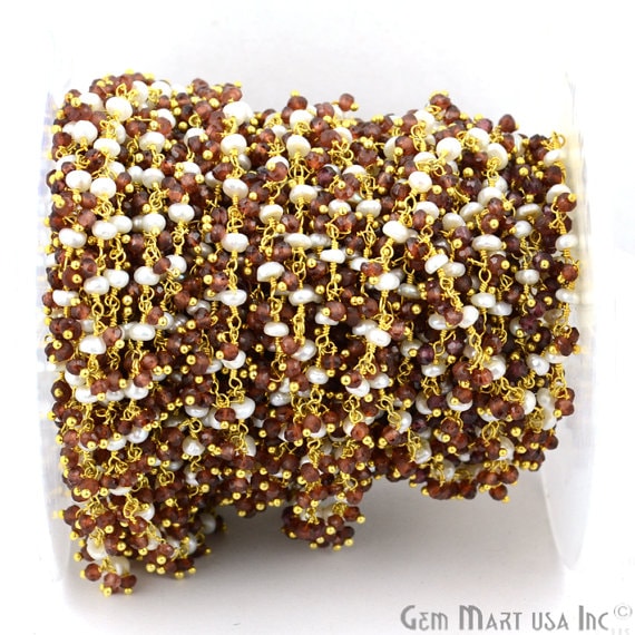 Garnet With Pearl Faceted...