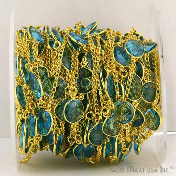 Blue Topaz 10-15mm Gold...