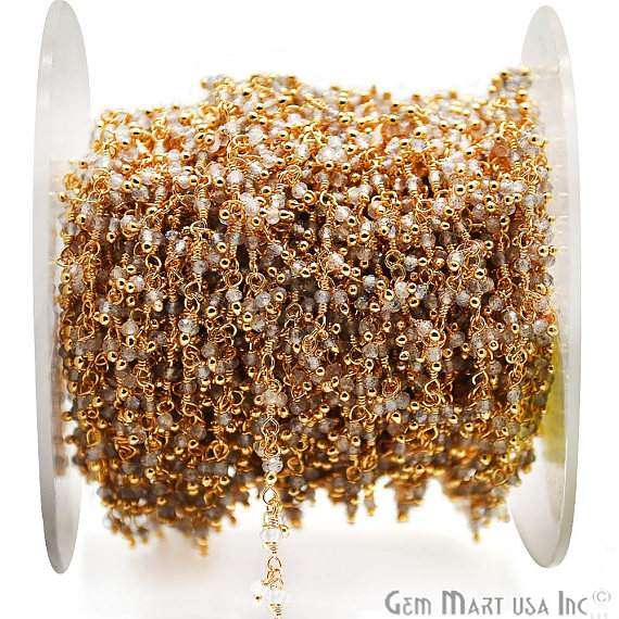 Labradorite Faceted Beads Gold...