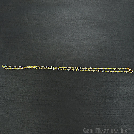 Natural Labradorite Necklace chain, 18 Inch Gold Plated Beaded Necklace Jewellery - GemMartUSA