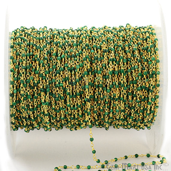 Malachite 2.5-3mm Gold Plated...