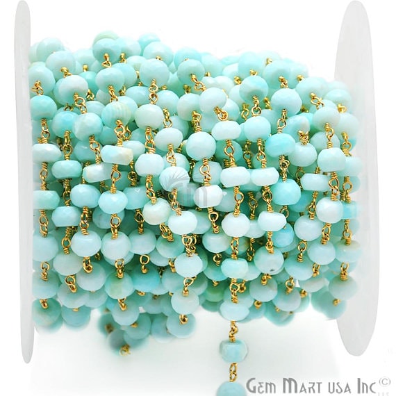 Blue Opal Rondelle Beads...