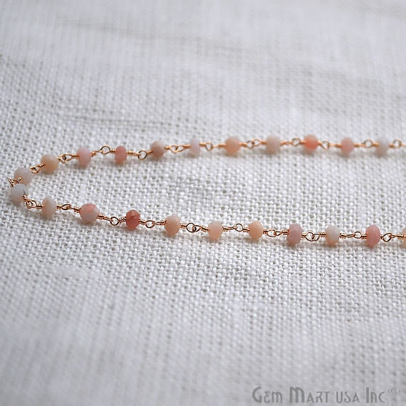 Pink Opal Necklace Chain,...