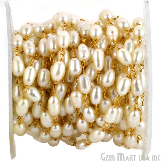 White Freshwater Pearl 6x8mm...