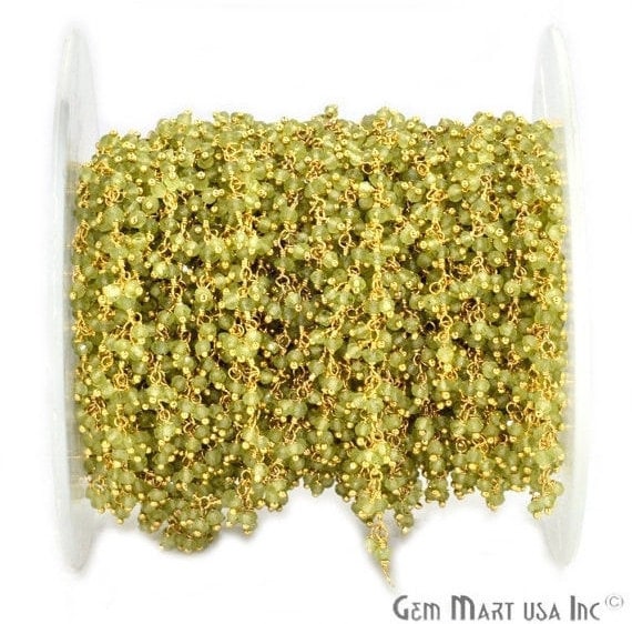 Peridot Faceted Beads Gold...