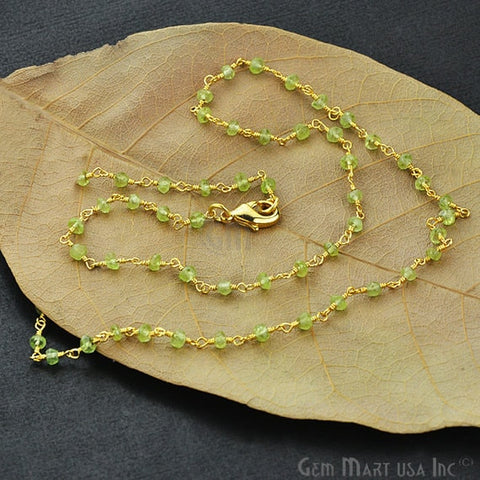 Natural Peridot Necklace chain, 18 Inch Gold Plated Beaded Necklace Jewellery - GemMartUSA