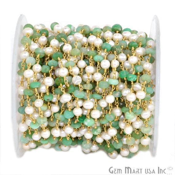 Chrysoprase 5-6mm With Pearl...