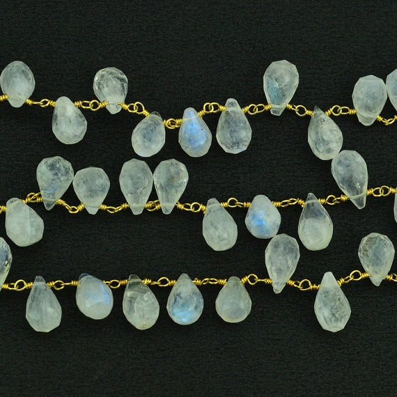 Rainbow Briolette Beads Gold...
