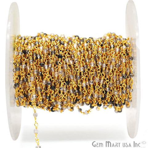 Rutilated Gold Plated Wire Wrapped Gemstone Beads Rosary Chain (762779533359)