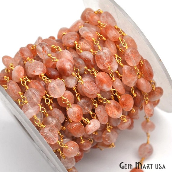 Sunstone 10x6mm Gold Wire...
