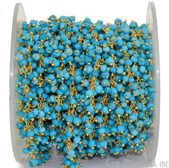 Turquoise Faceted Beads Gold...
