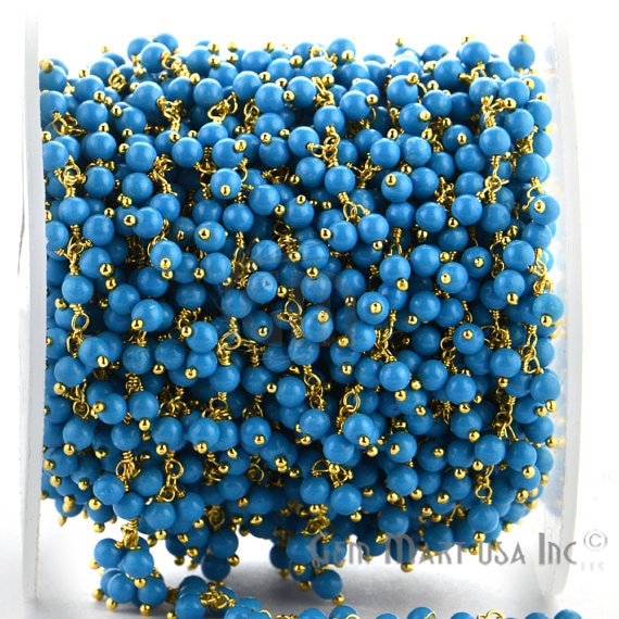 Turquoise Faceted Beads Gold...