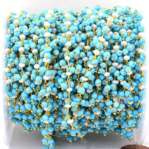 Turquoise With Pearl Cluster...