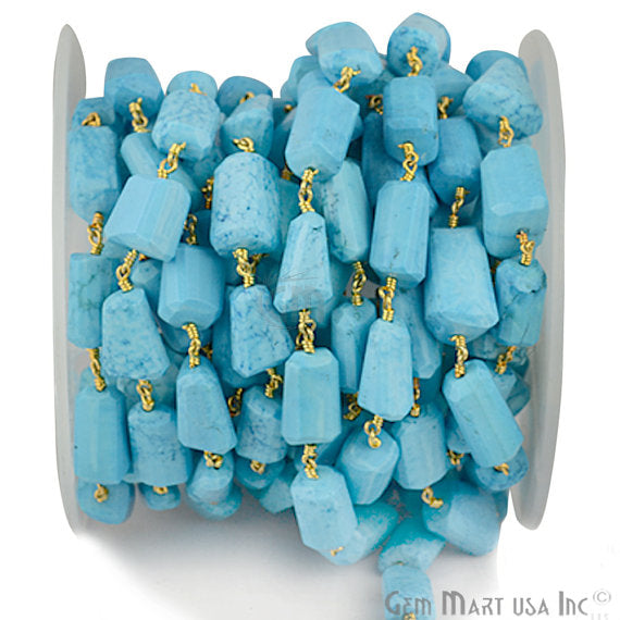 Turquoise 10-15mm Gold Plated...