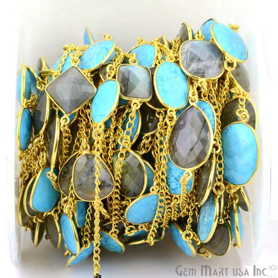 Turquoise With Labradorite 10-15mm...