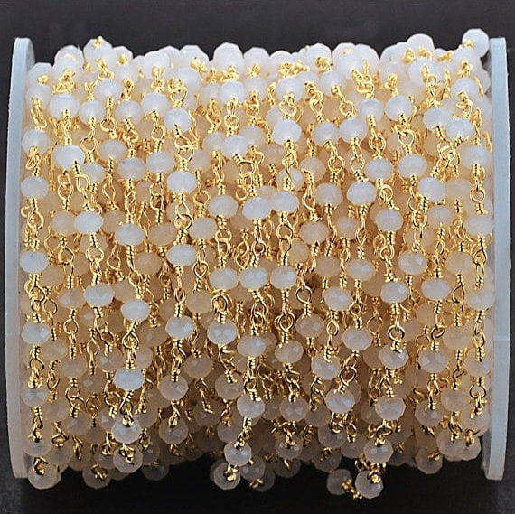 White Chalcedony 3-3.5mm Gold...