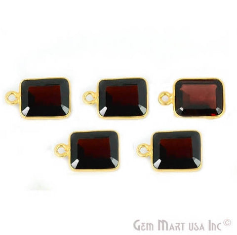 Natural Garnet Bezel Connector Octagon Shape 24K Gold Plated Single Bail Connector (GT-10204) - GemMartUSA