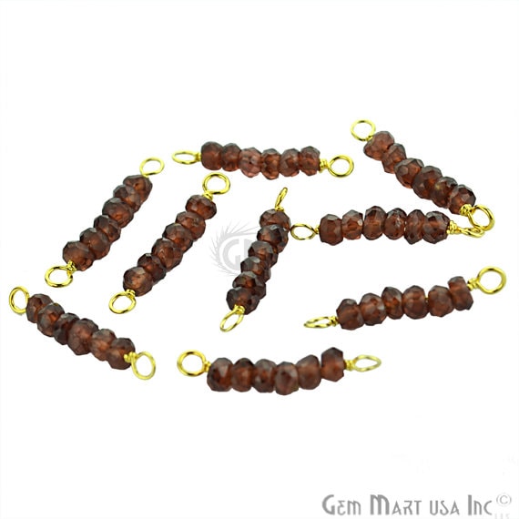 1 inch Garnet Pyrite, 4mm Round Gold Plated Beads Charm For Connector & Pendants (Gt-40001) - GemMartUSA