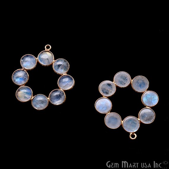 DIY Rainbow Moonstone 32x29mm Single Bail Chandelier Finding Component (Pick Your Metal) - GemMartUSA