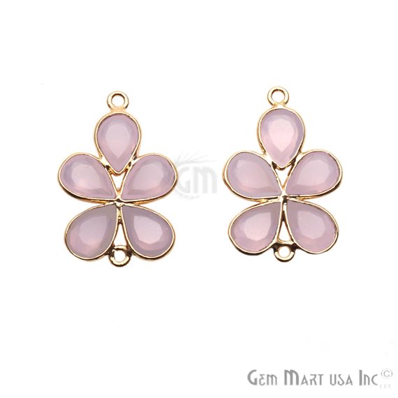 DIY Flower Shape Double Bail Gold Chandelier Finding Component 1pc (Pick Your Gemstone) - GemMartUSA