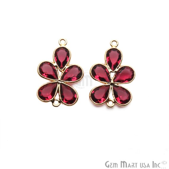 DIY Flower Shape Double Bail Gold Chandelier Finding Component 1pc (Pick Your Gemstone) - GemMartUSA