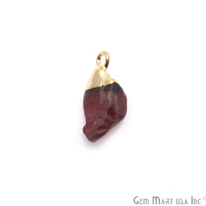 Rough Garnet Gemstone 15X10mm Gold Edged Bracelets Charm Connectors - GemMartUSA