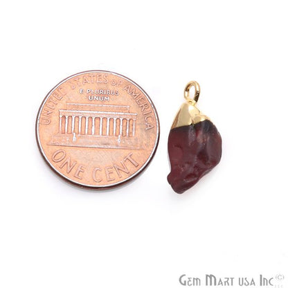 Rough Garnet Gemstone 15X10mm Gold Edged Bracelets Charm Connectors - GemMartUSA